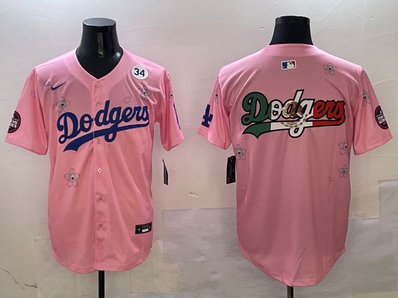 Men Los Angeles Dodgers Blank Pink Sakura Edition 2025 Nike MLB Jersey style 10->los angeles dodgers->MLB Jersey